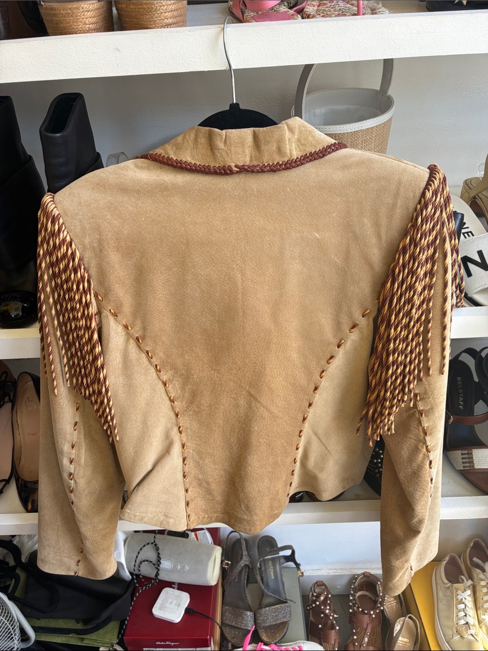 Diamond Leathers Tan Suede Fringe Vintage Suede Jacket/S - Picture 2 of 9